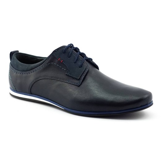 Eleganckie buty męskie do jeansów 731 granatowe ze sklepu butyolivier w kategorii Półbuty męskie - zdjęcie 162371791