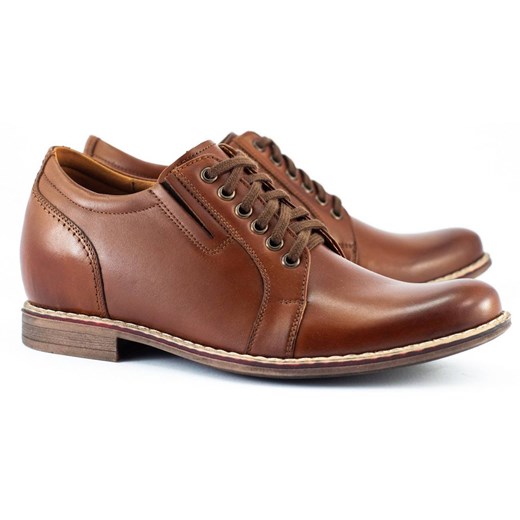 Buty męskie skórzane podwyższające P24 brązowe ze sklepu butyolivier w kategorii Buty eleganckie męskie - zdjęcie 162371813