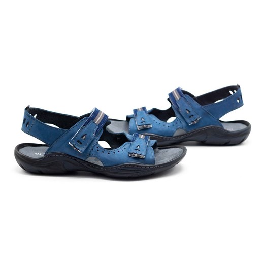Sandały męskie skórzane 448 niebieskie ze sklepu butyolivier w kategorii Sandały męskie - zdjęcie 162371851