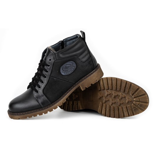 Buty męskie skórzane zimowe 865MP czarne ze sklepu butyolivier w kategorii Buty zimowe męskie - zdjęcie 162371923