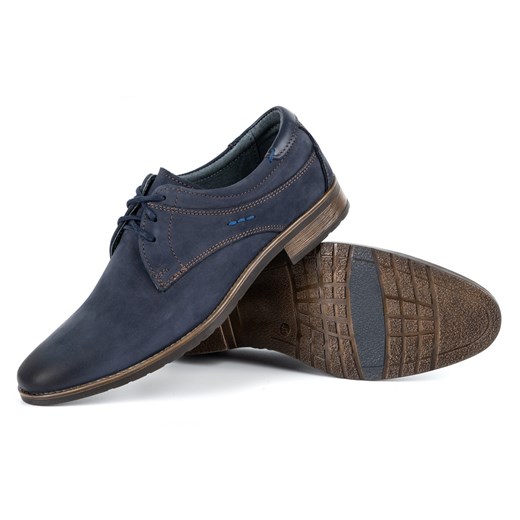 Eleganckie buty męskie skórzane 877 granatowe ze sklepu butyolivier w kategorii Buty eleganckie męskie - zdjęcie 162372340
