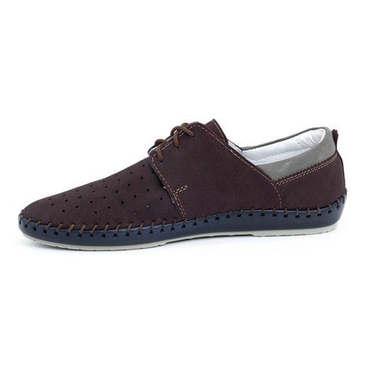 Buty męskie skórzane na lato 744LMA bordowe Buty Olivier 45 okazyjna cena butyolivier