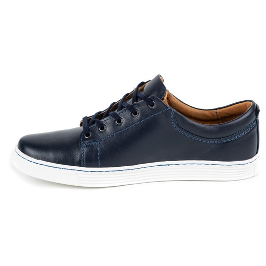 Buty Męskie skórzane casual 946MA granatowe ze sklepu butyolivier w kategorii Półbuty męskie - zdjęcie 162372553