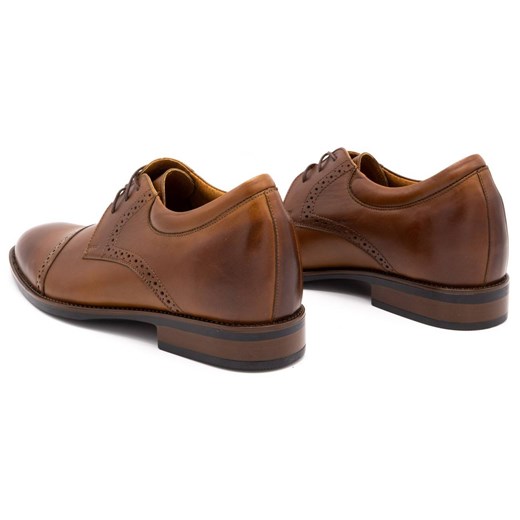 Buty męskie skórzane podwyższające wizytowe P45KB brązowe ze sklepu butyolivier w kategorii Buty eleganckie męskie - zdjęcie 162372682