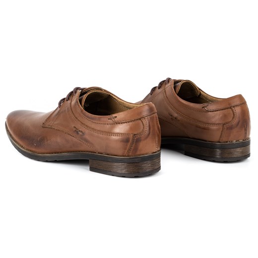 Eleganckie buty męskie skórzane 877 brązowe ze sklepu butyolivier w kategorii Buty eleganckie męskie - zdjęcie 162372783