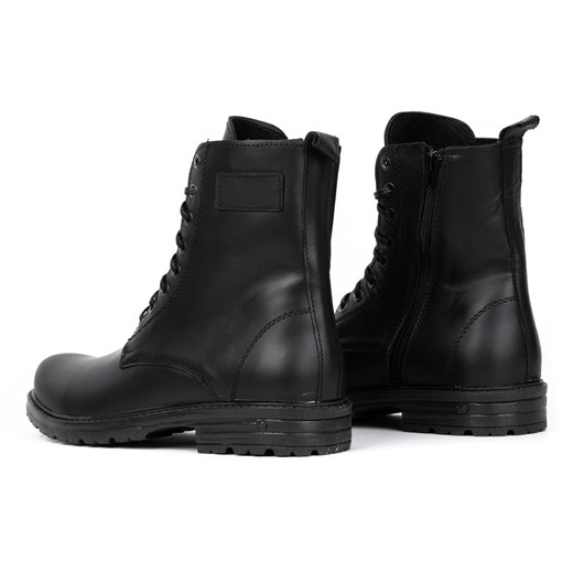 Polbut buty zimowe męskie ze skóry casualowe wiązane