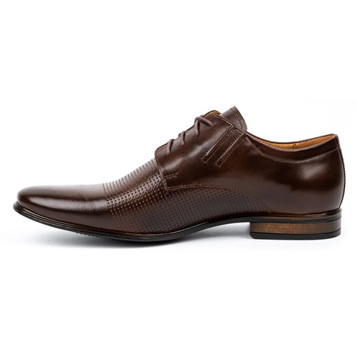 Buty męskie skórzane wizytowe 482 ciemny brąz ze sklepu butyolivier w kategorii Buty eleganckie męskie - zdjęcie 162372973