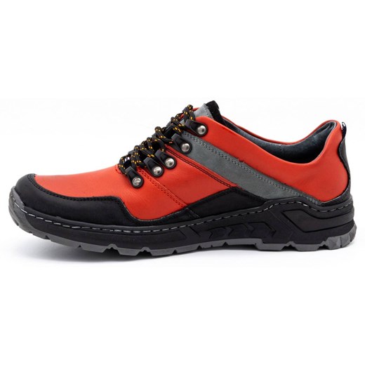 Męskie buty trekkingowe skórzane 292GT czerwone ze sklepu butyolivier w kategorii Buty trekkingowe męskie - zdjęcie 162373001