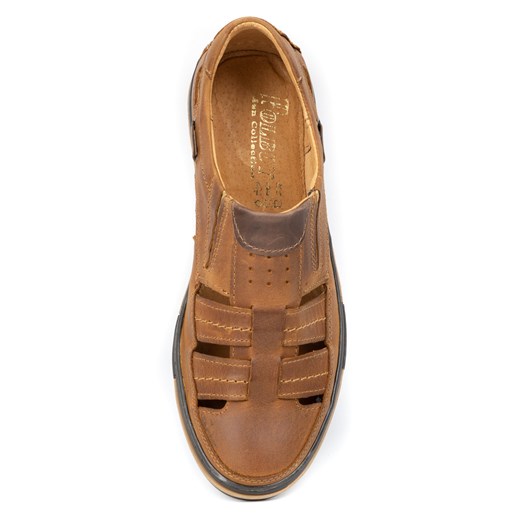 Buty męskie skórzane ażurowe 06 na lato camel Polbut 37 okazja butyolivier