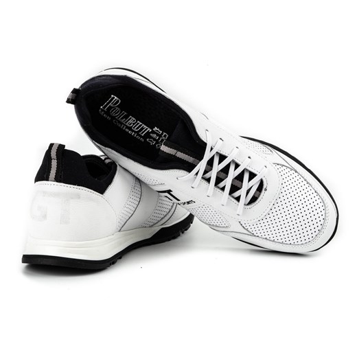 Buty sportowe męskie Polbut casual białe sznurowane skórzane 