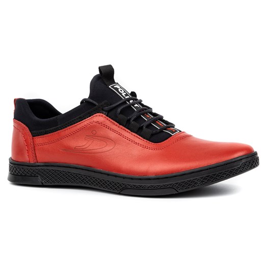 Buty męskie skórzane casual K24 czerwone z czarnym spodem Polbut 44 butyolivier