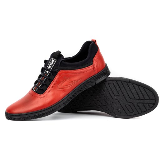 Buty męskie skórzane casual K24 czerwone z czarnym spodem Polbut 39 butyolivier