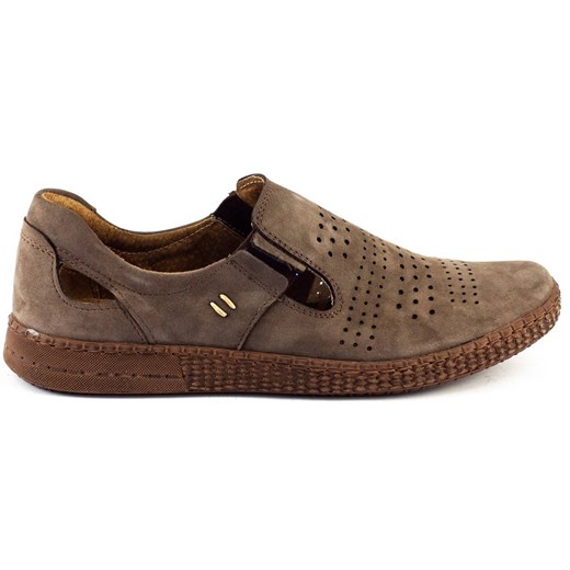 Buty męskie skórzane wsuwane 864 brązowe ze sklepu butyolivier w kategorii Półbuty męskie - zdjęcie 162373774