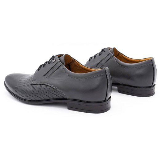 Buty męskie skórzane wizytowe 482 szare ze sklepu butyolivier w kategorii Buty eleganckie męskie - zdjęcie 162374012