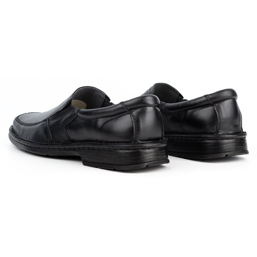 Wasak buty eleganckie męskie czarne skórzane bez zapięcia 