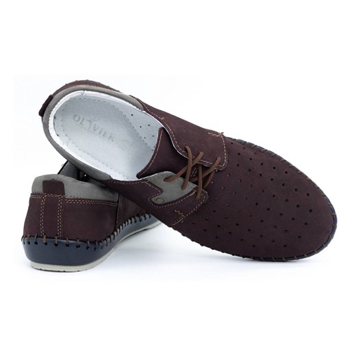 Buty męskie skórzane na lato 744LMA bordowe Buty Olivier 44 promocja butyolivier