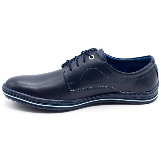 Skórzane buty męskie 295LU granatowe ze sklepu butyolivier w kategorii Buty eleganckie męskie - zdjęcie 162374201