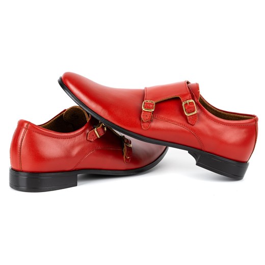 Skórzane buty wizytowe Monki 287LU czerwone ze sklepu butyolivier w kategorii Buty eleganckie męskie - zdjęcie 162374974