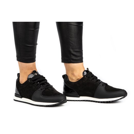 Buty damskie sportowe creepersy skórzane 05-0784-11 czarne Nik 39 butyolivier