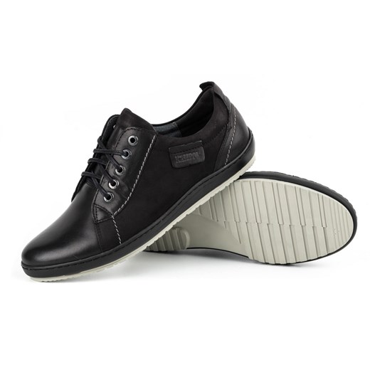 Buty męskie skórzane sznurowane KAMPOL 61 czarne 42 butyolivier