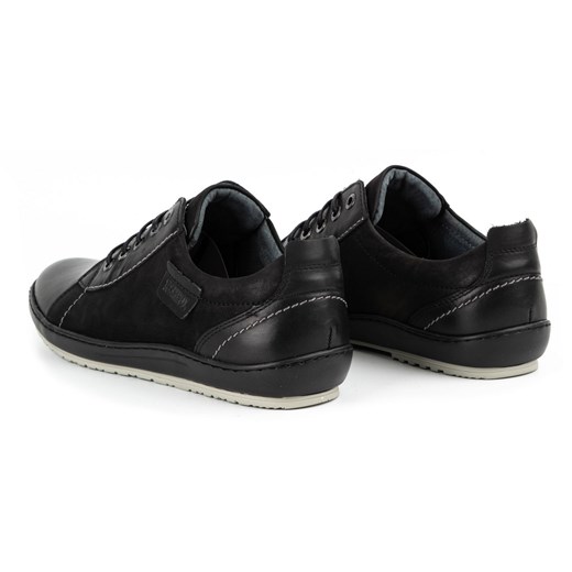 Buty męskie skórzane sznurowane KAMPOL 61 czarne 46 butyolivier