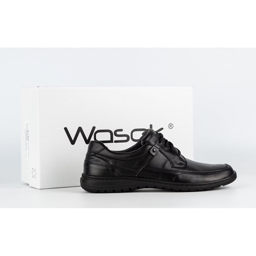 Buty męskie casual skórzane 0186W czarne Wasak 41 butyolivier okazyjna cena