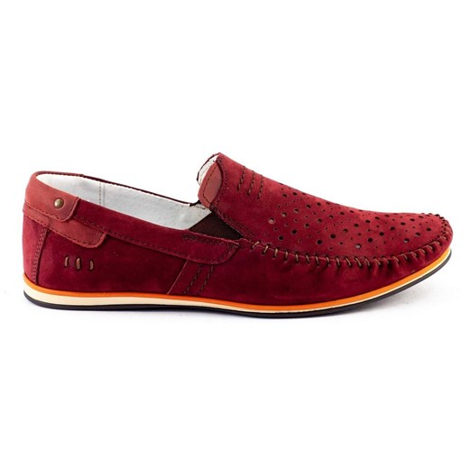 Buty męskie skórzane mokasyny 876 lato bordowe ze sklepu butyolivier w kategorii Mokasyny męskie - zdjęcie 162378974