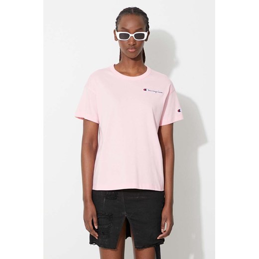 Champion t-shirt damski kolor różowy 114167-KK002 ze sklepu PRM w kategorii Bluzki damskie - zdjęcie 162380663