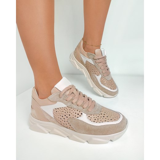 beżowe sneakersy zamszowe z dziurkami 098-2062-460 Kulig 37 KULIG okazja