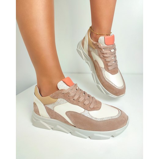 beżowo-brązowe sneakersy zamszowe 098-2054-452 Kulig 37 KULIG