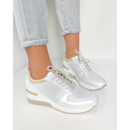 biało-złote sneakersy skórzane 024-5089-1581-77 Kulig 39 KULIG