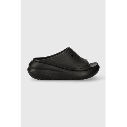 Crocs klapki Classic Crush Slide damskie kolor czarny na platformie 207670 ze sklepu PRM w kategorii Klapki damskie - zdjęcie 162390391