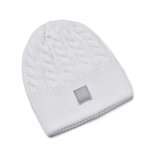 Damska czapka zimowa Under Armour Halftime Cable Knit Beanie - biała ze sklepu Sportstylestory.com w kategorii Czapki zimowe damskie - zdjęcie 162390933
