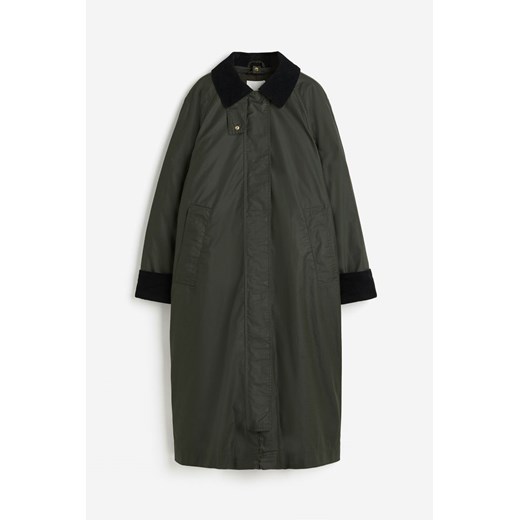H & M - Woskowany płaszcz - Zielony H & M S H&M