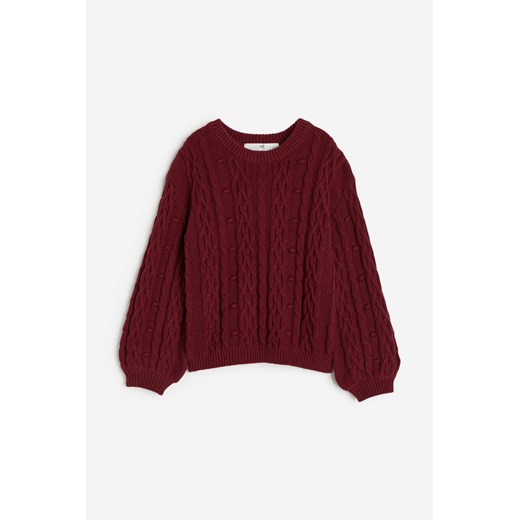 H & M - Sweter w warkoczowy splot - Czerwony H & M 134/140 (8-10Y) H&M