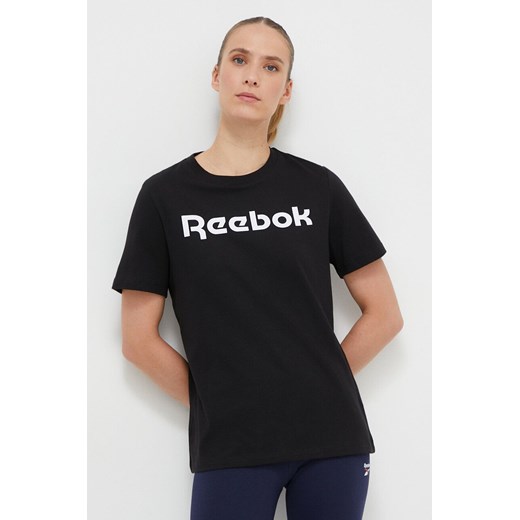 Reebok t-shirt bawełniany kolor czarny 100073083 ze sklepu ANSWEAR.com w kategorii Bluzki damskie - zdjęcie 162393610