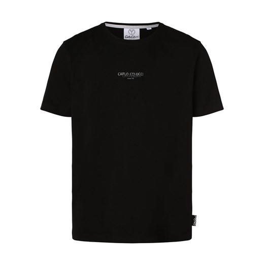 Carlo Colucci T-shirt męski Mężczyźni Bawełna czarny jednolity Carlo Colucci S vangraaf