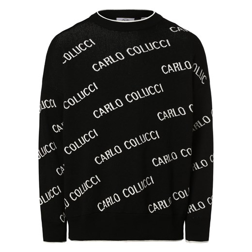 Carlo Colucci Sweter męski Mężczyźni czarny wzorzysty ze sklepu vangraaf w kategorii Swetry męskie - zdjęcie 162394364