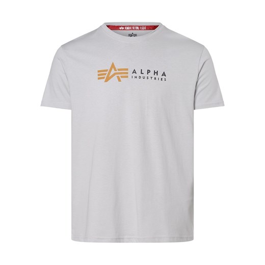 Alpha Industries T-shirt męski Mężczyźni Bawełna jasny szary nadruk ze sklepu vangraaf w kategorii T-shirty męskie - zdjęcie 162394373