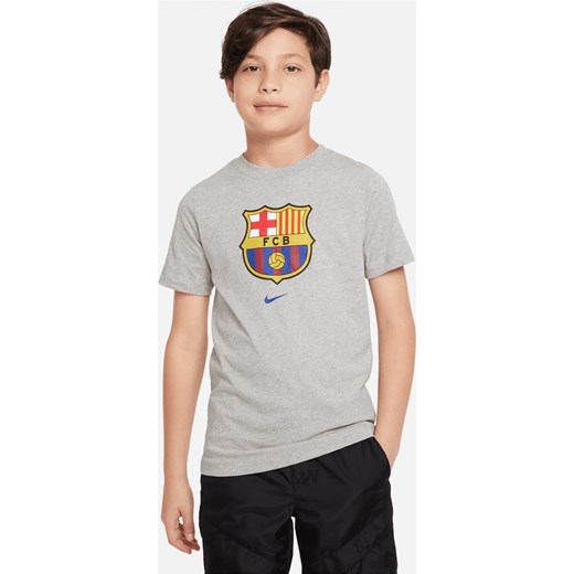 T-shirt dla dużych dzieci Nike FC Barcelona Crest - Szary ze sklepu Nike poland w kategorii T-shirty chłopięce - zdjęcie 162395203