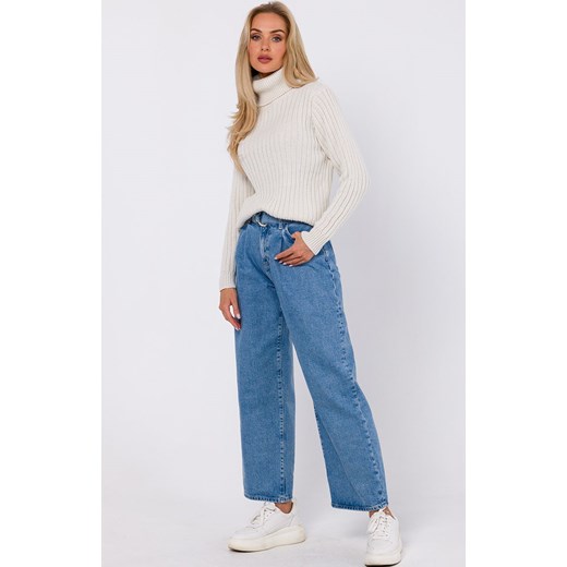 Sweter z golfem w kolorze kości słoniowej M771, Kolor kość słoniowa, Rozmiar Moe L/XL okazyjna cena Primodo