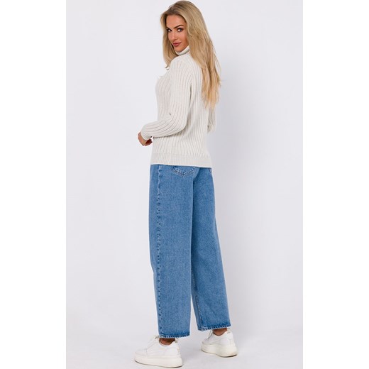 Sweter z golfem w kolorze kości słoniowej M771, Kolor kość słoniowa, Rozmiar Moe S/M okazja Primodo