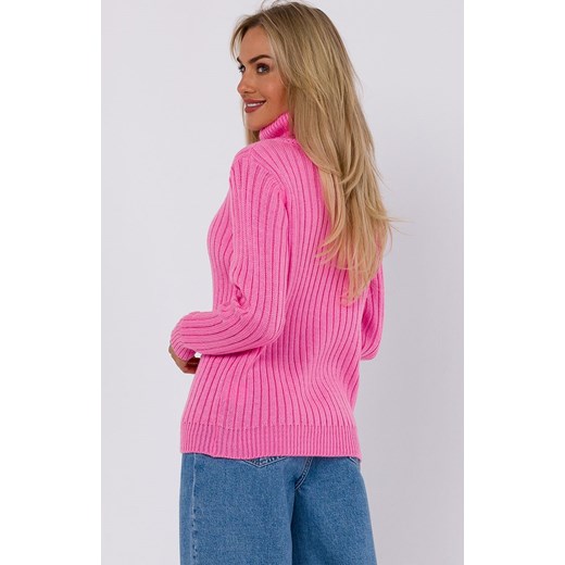 Sweter z golfem różowy M771, Kolor różowy, Rozmiar L/XL, MOE ze sklepu Primodo w kategorii Swetry damskie - zdjęcie 162397880