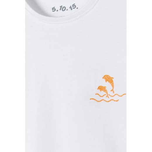 Biały t-shirt bawełniany dla dziewczynki 5.10.15. 92 okazyjna cena 5.10.15