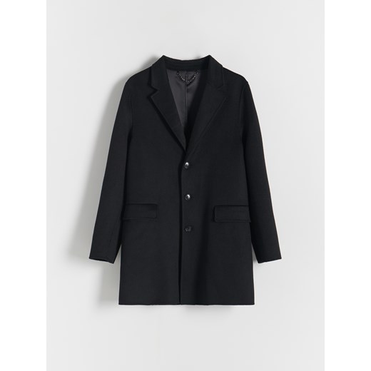 Reserved - Jednorzędowy płaszcz z wełną - Czarny Reserved S Reserved