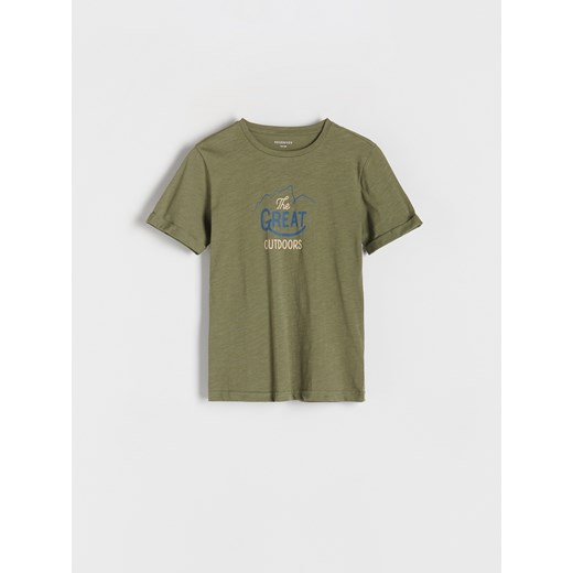 Reserved - T-shirt oversize z nadrukiem - Zielony Reserved 152 (11 lat) Reserved