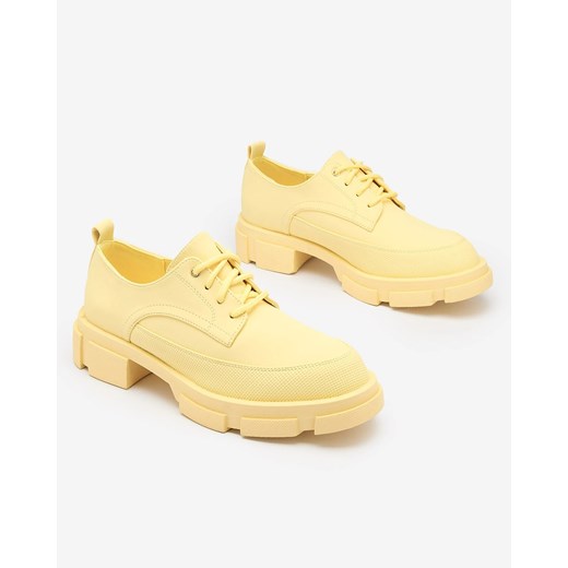 Royalfashion Żółte damskie matowe półbuty na masywnej podeszwie Trendy Chunky Royalfashion.pl 40 royalfashion.pl okazja