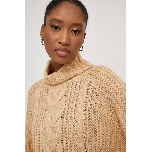 Answear Lab sweter damski kolor beżowy z golfem Answear Lab XS ANSWEAR.com