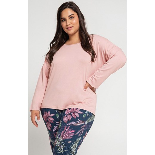 Taro piżama damska w kolorze pudrowego różu plus size Vivian 3013, Kolor róż pudrowy-wzór, Rozmiar XXL, Taro ze sklepu Intymna w kategorii Piżamy damskie - zdjęcie 162411431