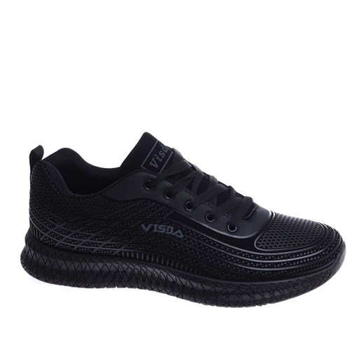 Sznurowane męskie czarne buty sportowe /D9-1 14855 S399/ ze sklepu Pantofelek24.pl w kategorii Buty sportowe męskie - zdjęcie 162412981